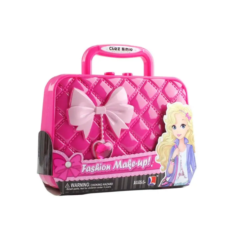 

Kids Makeup Toy Pretend Play Eye Shadow Stage Lipstick Brushes Cosmetics Kits for Girls Dress Up Travel Beauty Bag