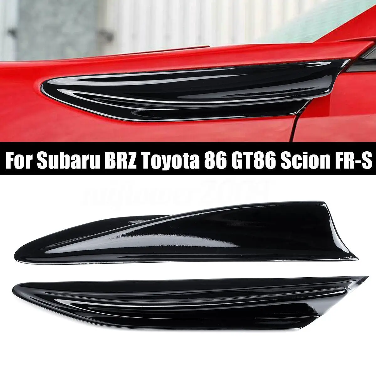 

2pcs Side Fender Fin Vents Cover Trim For Subaru BRZ Toyota 86 GT86 Scion FR-S Glossy Black Real Carbon Fiber