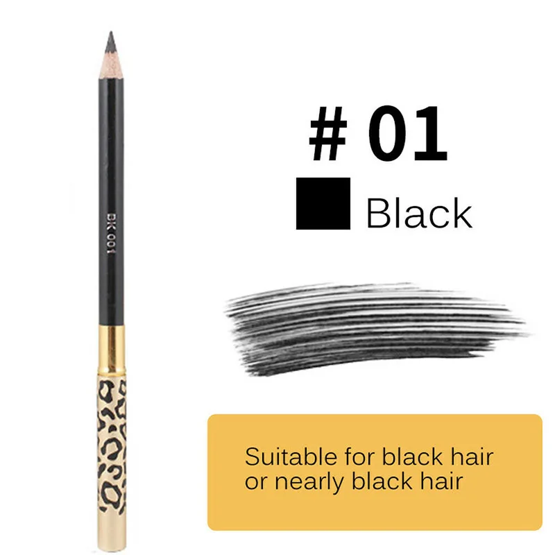 black 5 цветов, Леопардовый карандаш для бровей, двойная головка, с кисточкой, водонепроницаемый, устойчивый к поту, карандаш для бровей, для продажи - Цвет: black