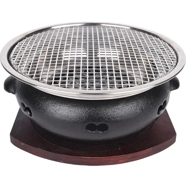 

cast iron charcoal barbecue grills Korean style commercial table bbq grill household heating stove mini Portable brazier 124-2