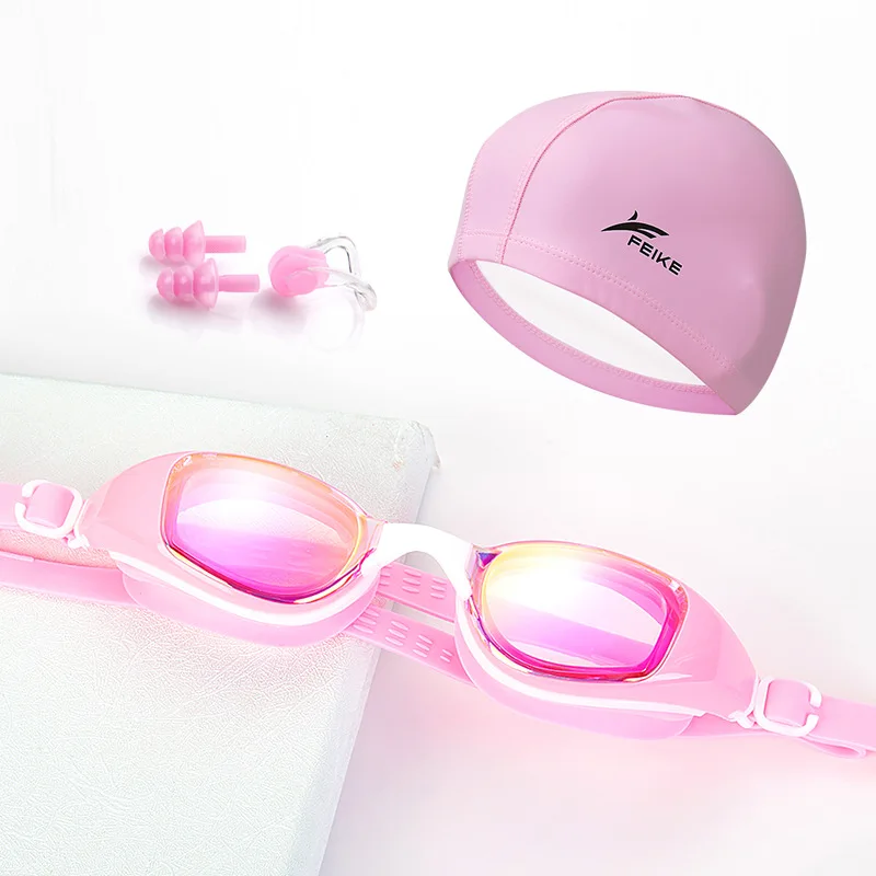 

New Hot Selling Goggles Colorful Electroplated Swimming Glasses Big Box with Swimming Cap Swimming Equipment Set