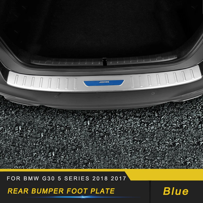 

For BMW G30 5 Series 2018 2017 Car Accessories Rear Bumper Foot Plate Trunk Pad Fender Cover Frame Trim Sticker