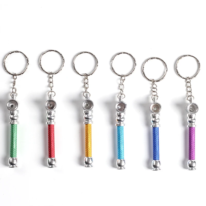 Wholesale 120pcs/lot Fashion Mini Cigarette Tobacco Smoking Pipe Metal Pipe Keychian Portable assorted colors