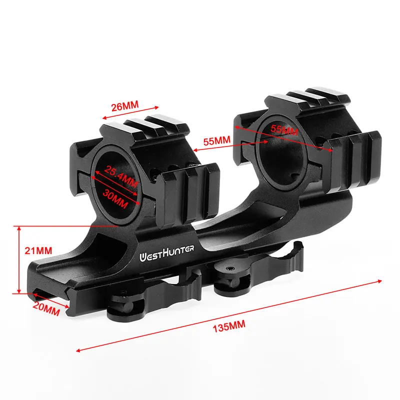 QD One Piece Scope Mount Quick Release 25.4mm/30mm Cantilever 20mm Picatinny Rail Ring AR15 AK47 For Hunting Sights