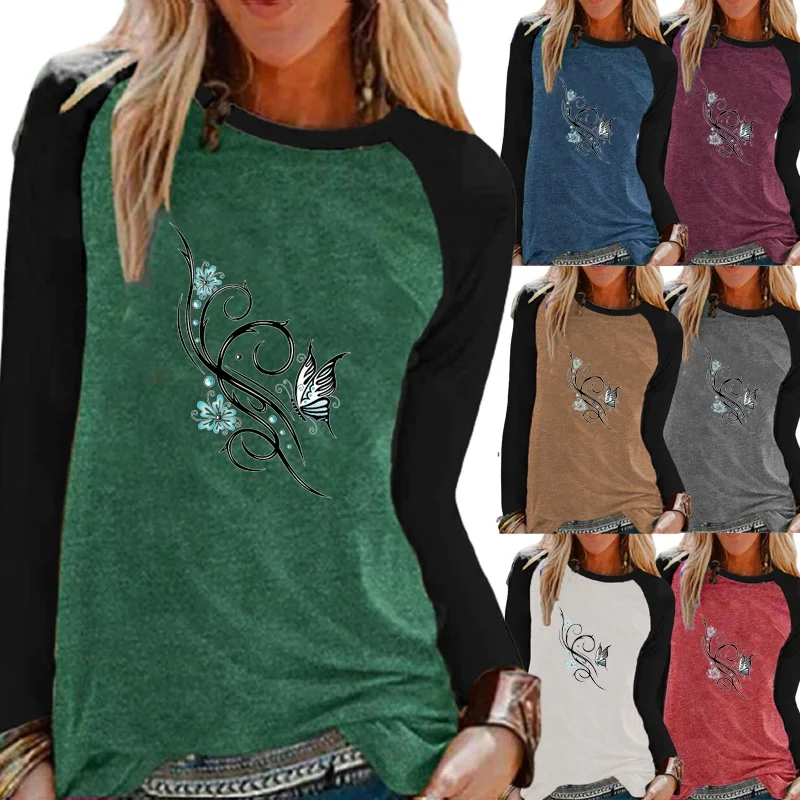 Женская одежда модная осенне-зимняя футболка с графическим принтом элегантная
