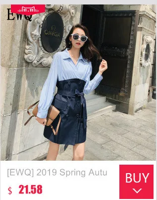 [EWQ] весенне-осеннее платье с воротником-хомутом и длинным рукавом, имитация двух частей, лоскутное, на шнуровке, уличное платье для женщин AH57401L