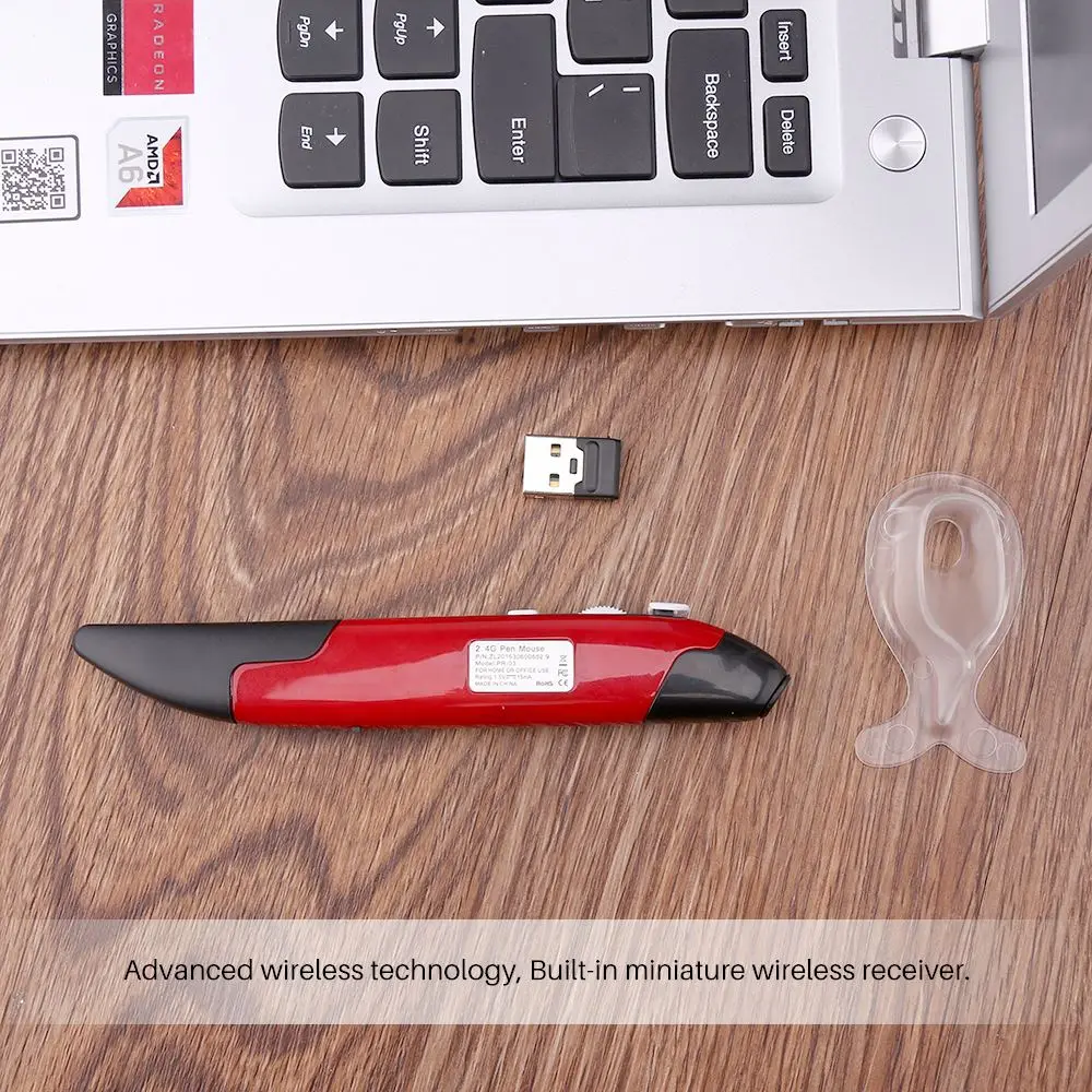 Черная мини 2,4 ГГц USB беспроводная мышь для ноутбуков, настольных компьютеров, периферийных устройств, оптическая ручка, Воздушная мышь, Регулируемая 500/1000 dpi
