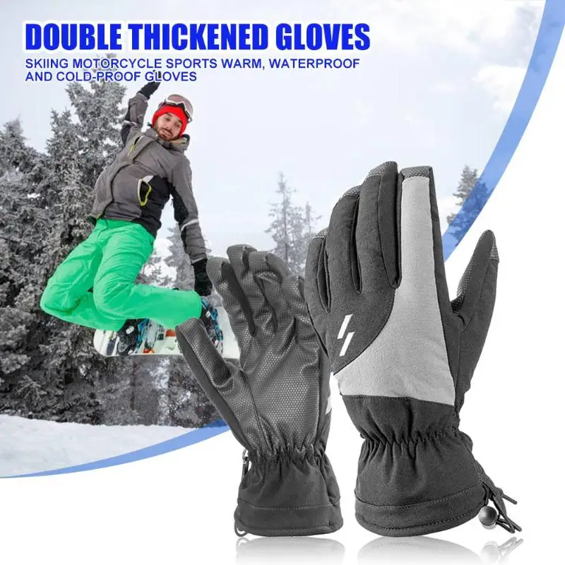 Double-layer Thickened Full Finger Cold-proof Gloves for Skiing Motorcycle