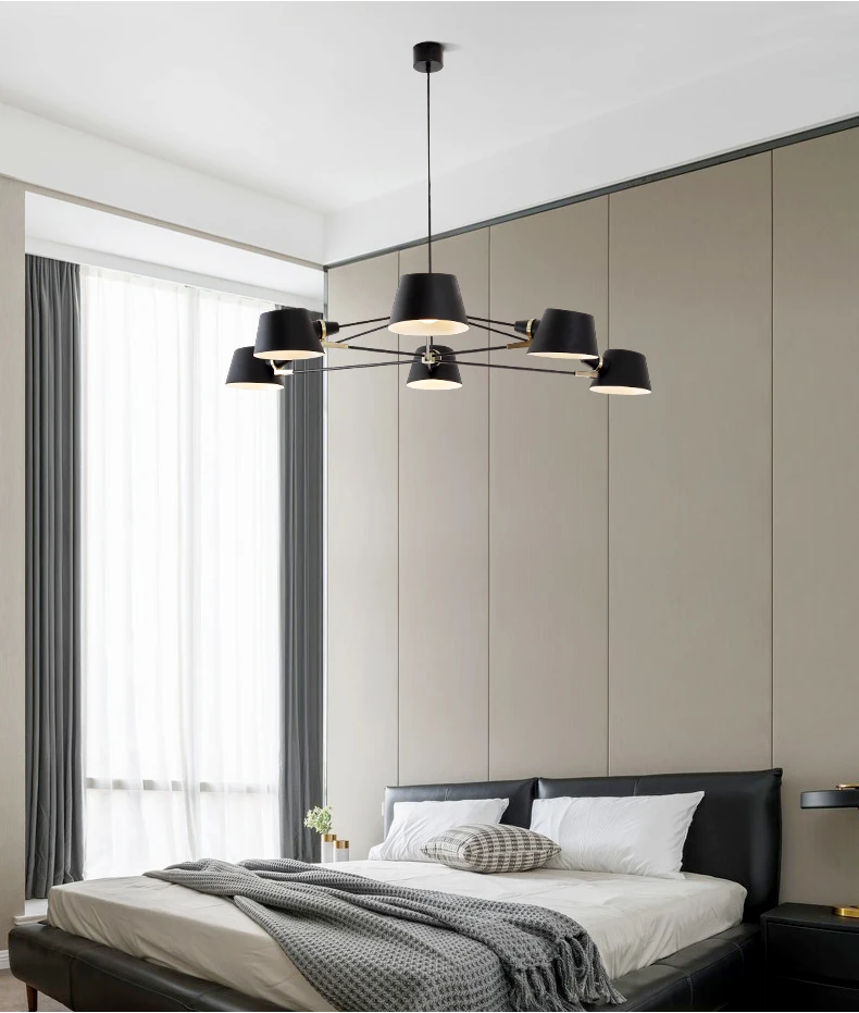 Nordic Chandelier Lighting/Lamp Modern Living Room Hanging Light Fixture Black Suspension Lamps For Dinning Room Bedroom