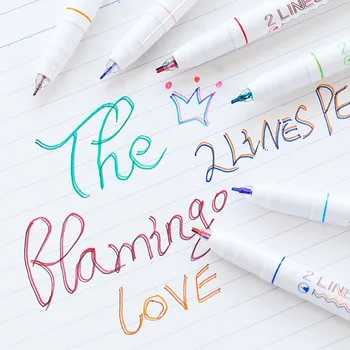 

Three-dimensional double-line pen set creative simple and fresh girl hand account mark key hand account water-based pen