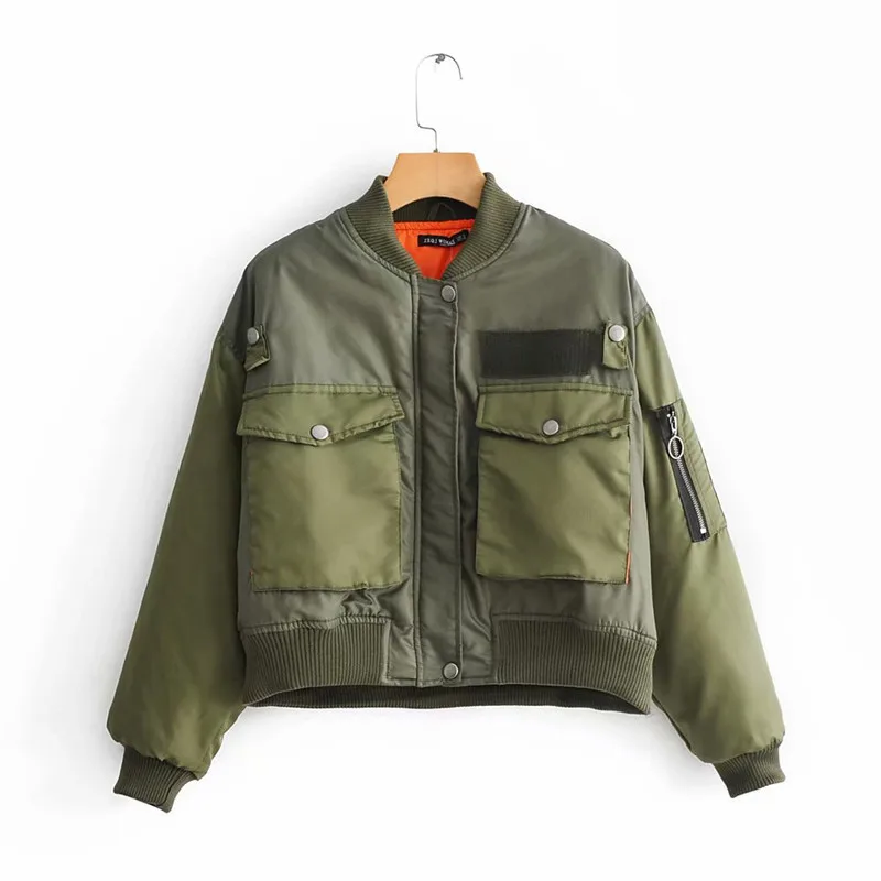

2019 Europe And America Autumn New Style Loose-Fit Versatile Long Sleeve Flight Jacket Short Cotton Overcoat Women's 5320001