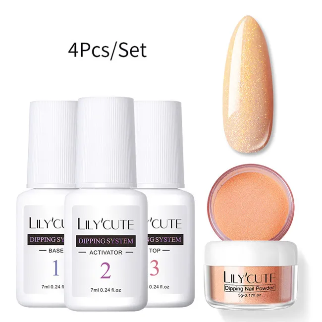 4Pcs Set 04 LILYCUTE погружение ногтей Блеск порошок наборы градиентный французский порошок для ногтей Красочные голографические натуральные сухие пигментные лампы для лечения - Цвет: 4Pcs Set 04