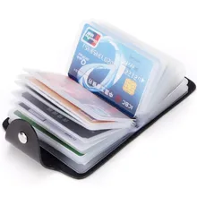 Portatarjetas de PU de 24 Bits para hombre y mujer, funda de Color sólido, organizador de tarjetas de identificación de negocios, billetera portátil, suministros, 1 ud.