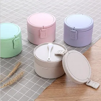 

GURET Wheat Straw Material Lunch Box With Tableware Portable Buckle Bento Box Can Microwave Heat A Variety Of Food Containers
