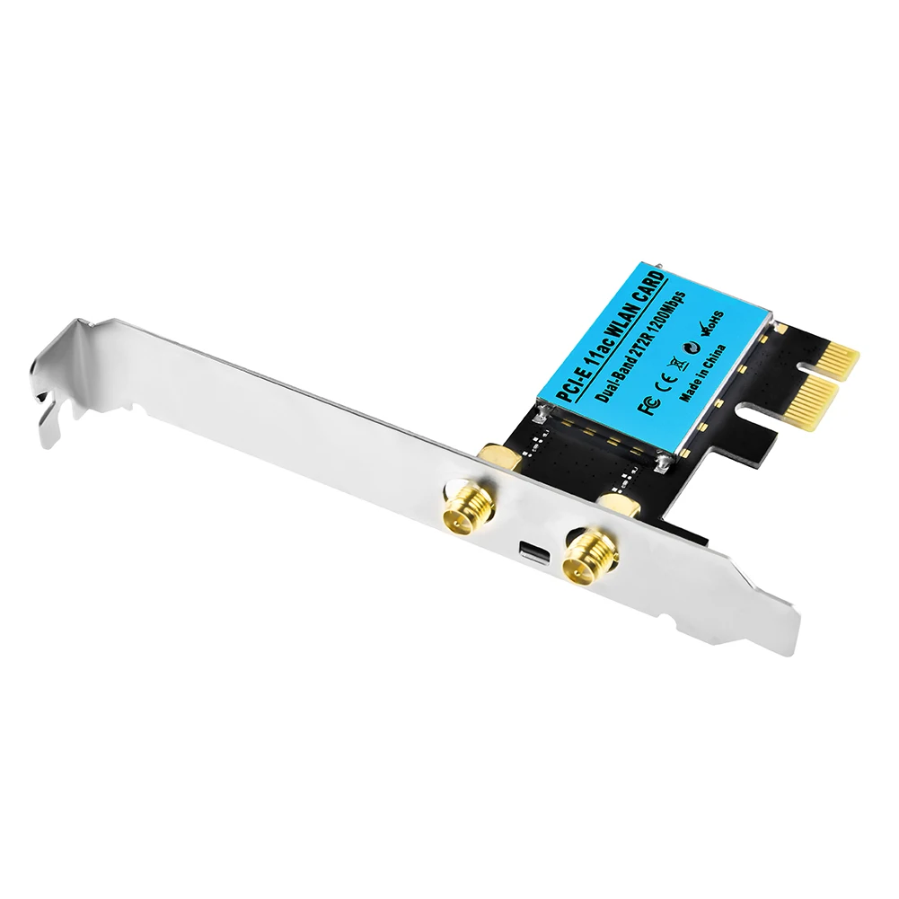 Адаптер wifi высокоскоростной беспроводной PCI-e 1200 Мбит/с 802.11ac практичная стабильная 2,4G/5,8G Двухдиапазонная настольная сетевая карта Внутренняя