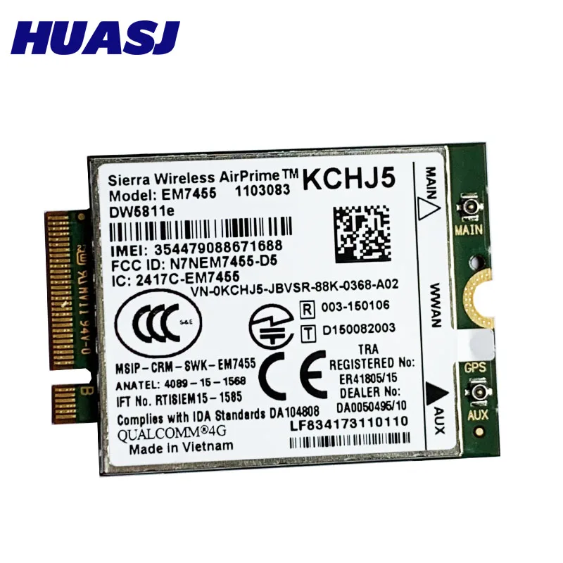 Huasj EM7455 DW5811E FDD/TDD LTE CAT6 4G Module 4G Card Gobi6000 WLAN Card for E7270 E7470 E7370 E5570 E5470 wireless router