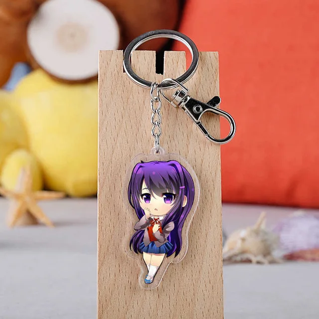 Черный Игра Doki Литературный клуб косплей реквизит Sayori Yuri Natsuki Monika брелок аксессуары акриловое кольцо для ключей - Цвет: Черный