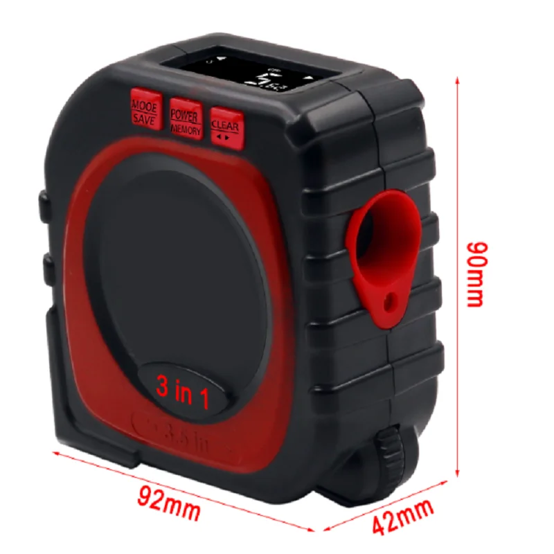 3-в-1 Высокоточный рулетка с роликом режим Лазерная светодиодный цифровой Дисплей