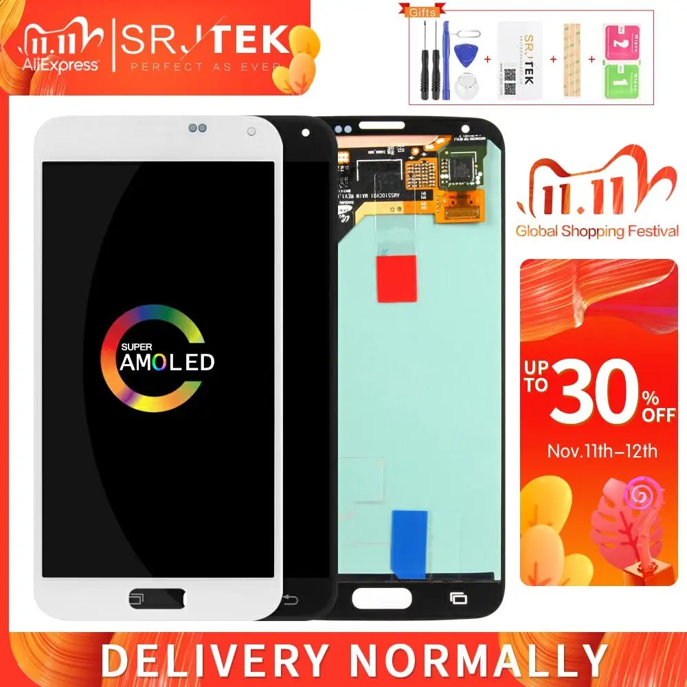 5 шт./лот AMOLED/OLED/TFT экран для Samsung Galaxy S5 G900F ЖК дисплей G900 сенсорный дигитайзер