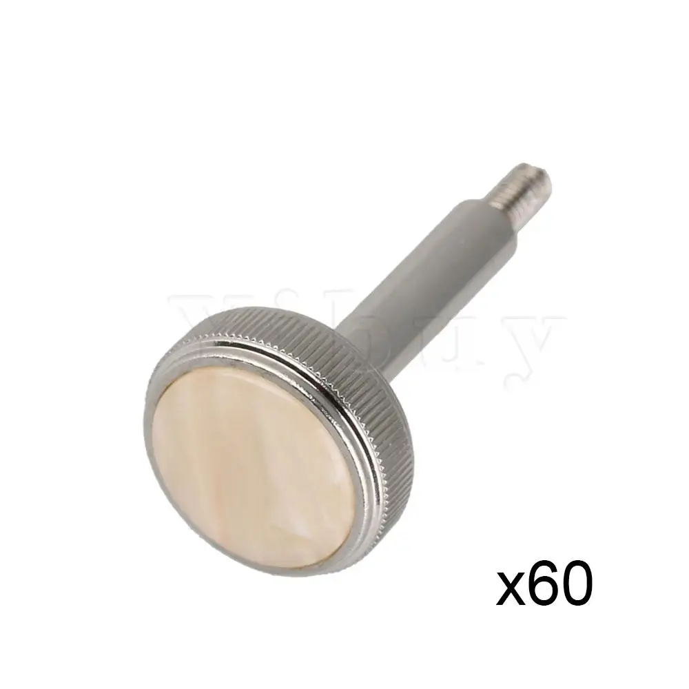 Yibuy 60 Packs Euphonium Valve Finger Buttons Brass Nickel Plated Replacement Parts