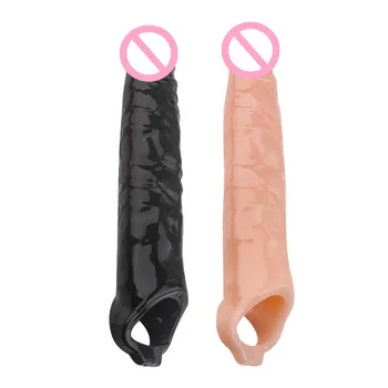 28cm énorme grand pénis Extender préservatifs réutilisables pénis élargissement préservatif pénis manchon retard sexe adultes jouets pour hommes