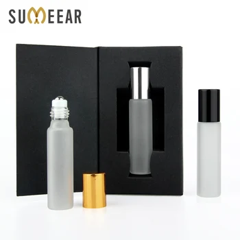 

50 Pieces10ml Mini Roll On Essential Oil Bottles Packing box Frosted Glass Bottle Empty Perfume bottle