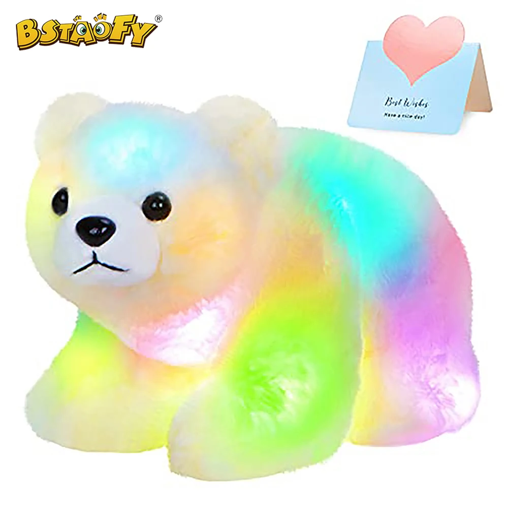 Bstaofy Light up Polar Bear LED Stuffed Animals Night Light Plush Glow Toy Gift for Kids on Christmas Birthday Festival Occasion