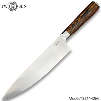 

TWOSUN Knives Damascus Blade kitchen knife chef knife fruit knife Sharp Cleaver Slicing Steak knife 193mm 8"inch Rosewood TS314