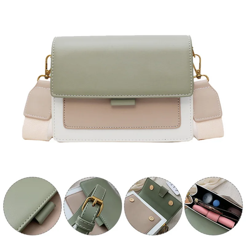 

WENYUJH Contrast Color Leather Crossbody Bags For Women 2019 Travel Handbag Shoulder Messenger Pack Ladies Cross Body Bags