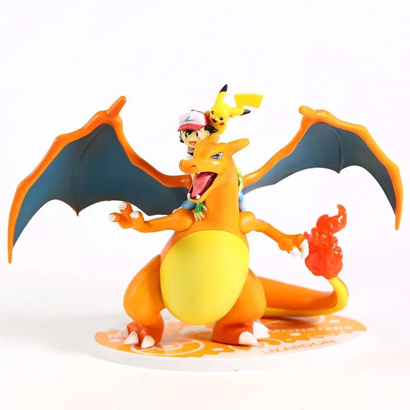 Аниме Монстры пепел Кетчум Сатоши езда на Charizard ПВХ фигурка Коллекционная модель игрушки