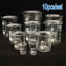 

10pcs/set lab 5ml 10ml 25ml 50ml 100ml 150ml 200ml 250ml 300ml 500ml GG-17 Graduated Transparent Borosilicate Glass Beaker