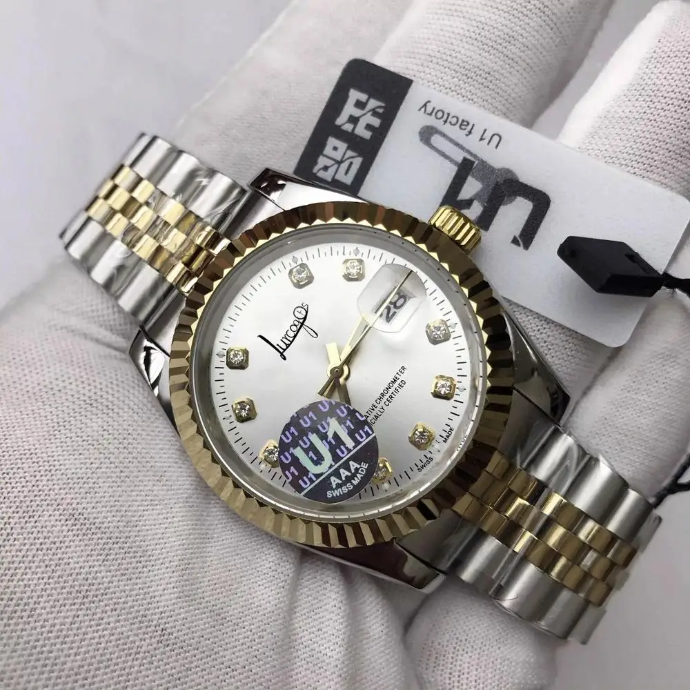 

Mens luxury watch automatic gold & silver Glide Smooth second hand watch luminous mechanical Watches datejust AAA U1 factory