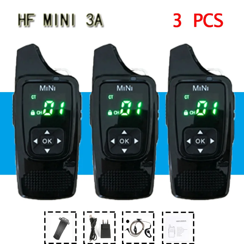 3 PCS 3 шт. HF 3A мини рация VOX голосовое управление UHF 400-520 МГц 99CH ультра-маленький радиоприемопередатчик с наушниками - Цвет: 3 PCS