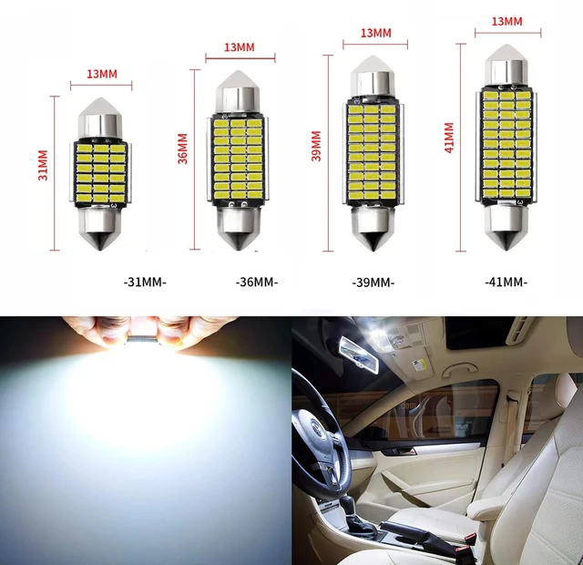 2PCS C5W LED CANBUS 31mm 36mm 39mm 42mm C10W LED Bulb 4014 Chip 12V Reading  Lamp Car Interior Light White 6000k Error Free - AliExpress