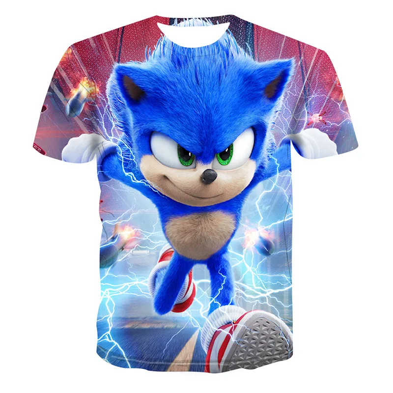 

2020 Summer Fashion 3D Cartoon The Hedgehog T-shirt Children Boys Short Sleeve Tops Newest Sonic Boys For Girls Tees Shirt