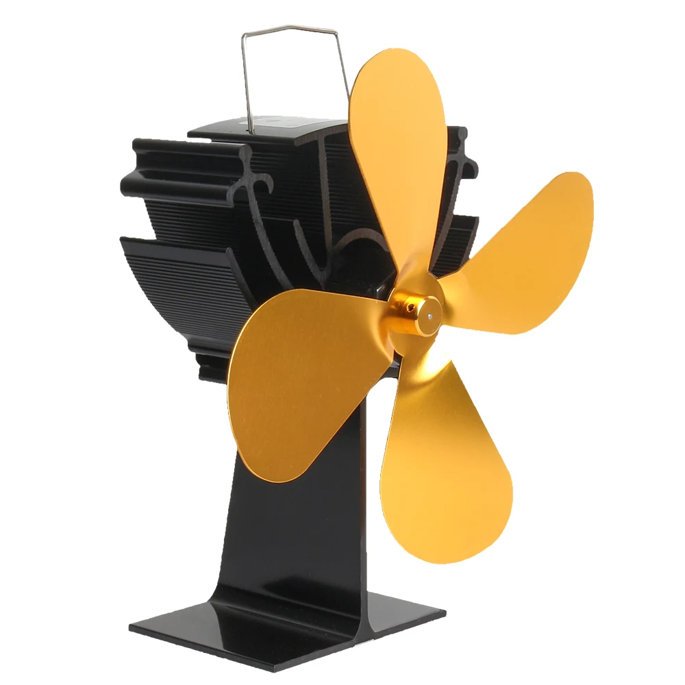 Efficient 4 Blade Heat Powered Stove Fan Log Wood Burner Eco Friendly Quiet Home Fireplace Fan Heat Distribution Fuel Saving