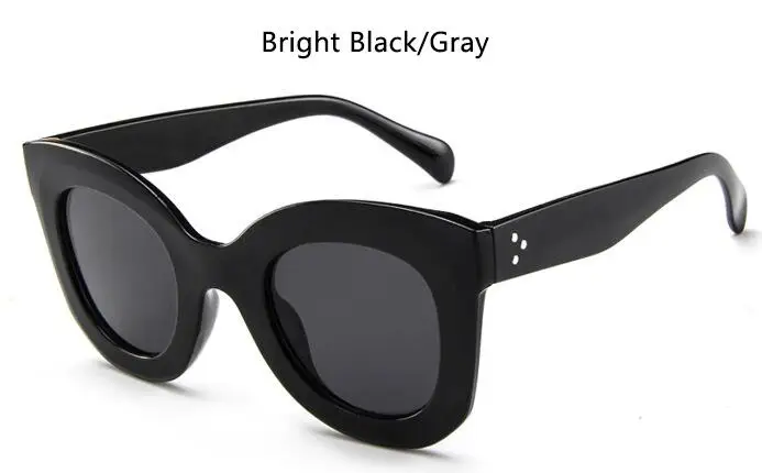 bright black gray Пластиковые винтажные роскошные солнцезащитные очки для женщин, для путешествий, сексуальные дизайнерские ретро солнцезащитные очки, белые черные оттенки, дропшиппинг - Цвет линз: bright black gray
