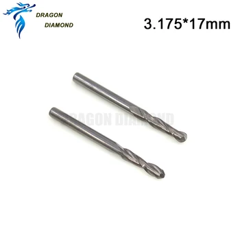 

10pcs 3.175*17MM 2 Flutes Ball Nose End Mill Bits, Solid Carbide Cutter, Wood Carving Tools, 3D Relief Engraving on Acrylic, MDF