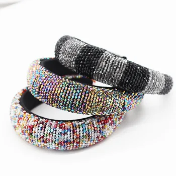 

Handmade Colorful Black Wide Rhinestone Hairbands For Women Fashion Bridemaid Fancy Show Costume Party Women Hair Jewelry 2020