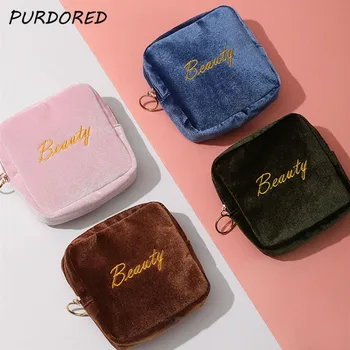 

PURDORED 1 Pc Flannel Mini Cosmetic Bag Women Mini Lipstick Bag Makeup Case Women Sanitary Napkin Bag Travel Makeup Organizer