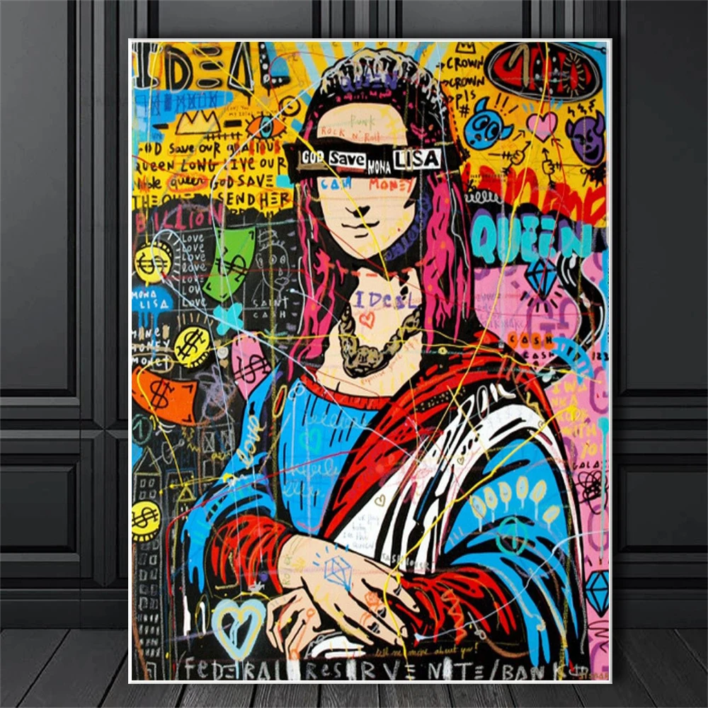 Abstract Street Mona Canvas Lisa - Life Canvas AliExpress Portrait Painting Anime Decoration Graffiti Poster Decor Home Art Abstract