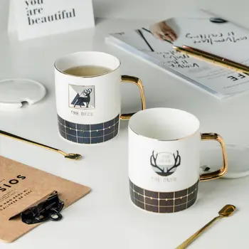

Creative Ceramic Mug Mug Personalized Drinking Cup Coffee Cup Milk Cup Breakfast Cup with Lid with Spoon Travel Mug Coffee Cups