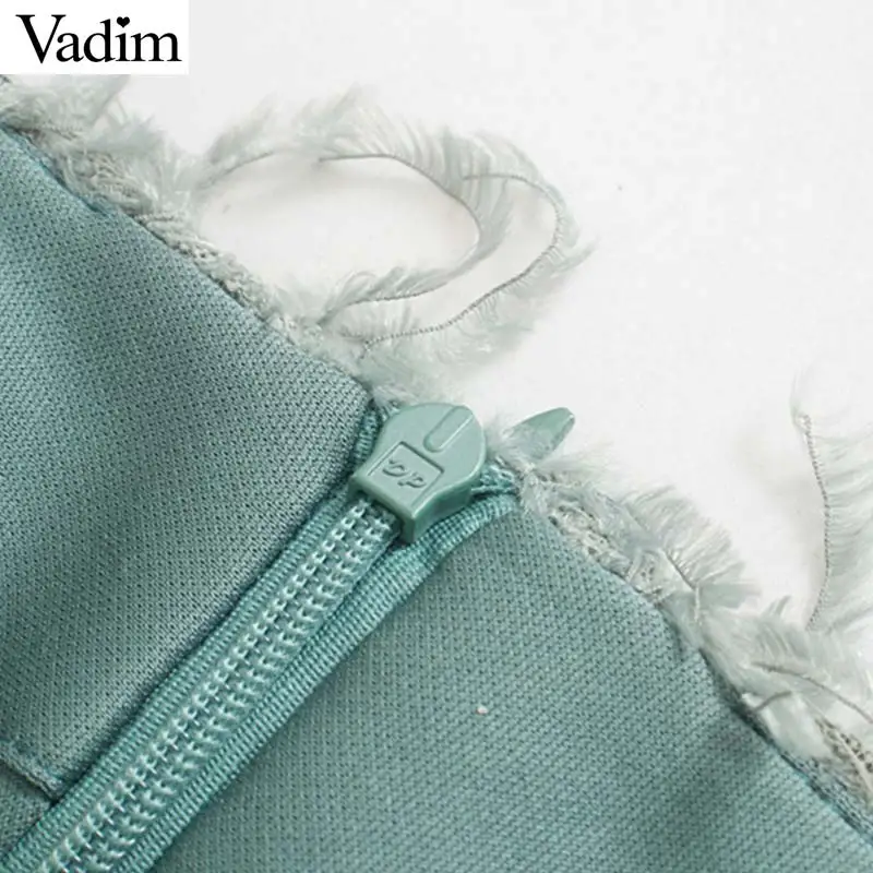 Vadim, Женская стильная мини-юбка с перьями, с кисточками, на молнии сзади, эластичная облегающая женская однотонная Повседневная шикарная юбка, mujer BA867