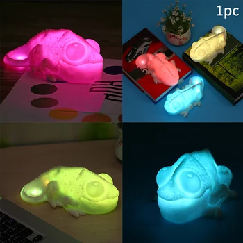 

LED Night Light 3D Chameleon Cute Bedside Atmosphere Lamp Vinyl Gift Kids Room Home Decor Desk Color Changing USB Rechargeable