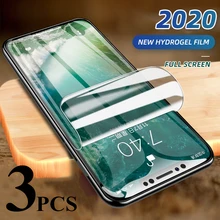 3 pçs capa completa protetor de tela de filme de hidrogel para iphone 12 11 pro max protetor de tela no iphone x xr xs max 6 7 8 mais 5S se