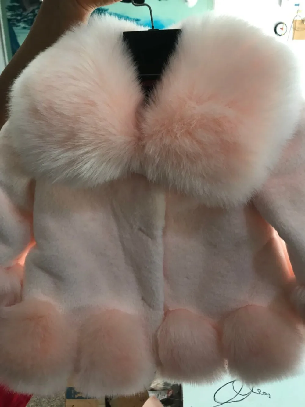 Free Shipping Baby Girls Winter Jacket Fur Thick Faux Fox Fur Coat for Girls Coats Kids Winter Outwear Fashion Parka Luxury