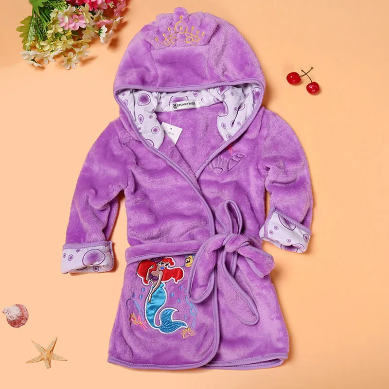 Baby Boys Robe For Girls Children's Bathrobe Cartoon Printing Soft Velvet Robe Pajamas Coral Baby Kids Warm Clothes 1-6Years Old