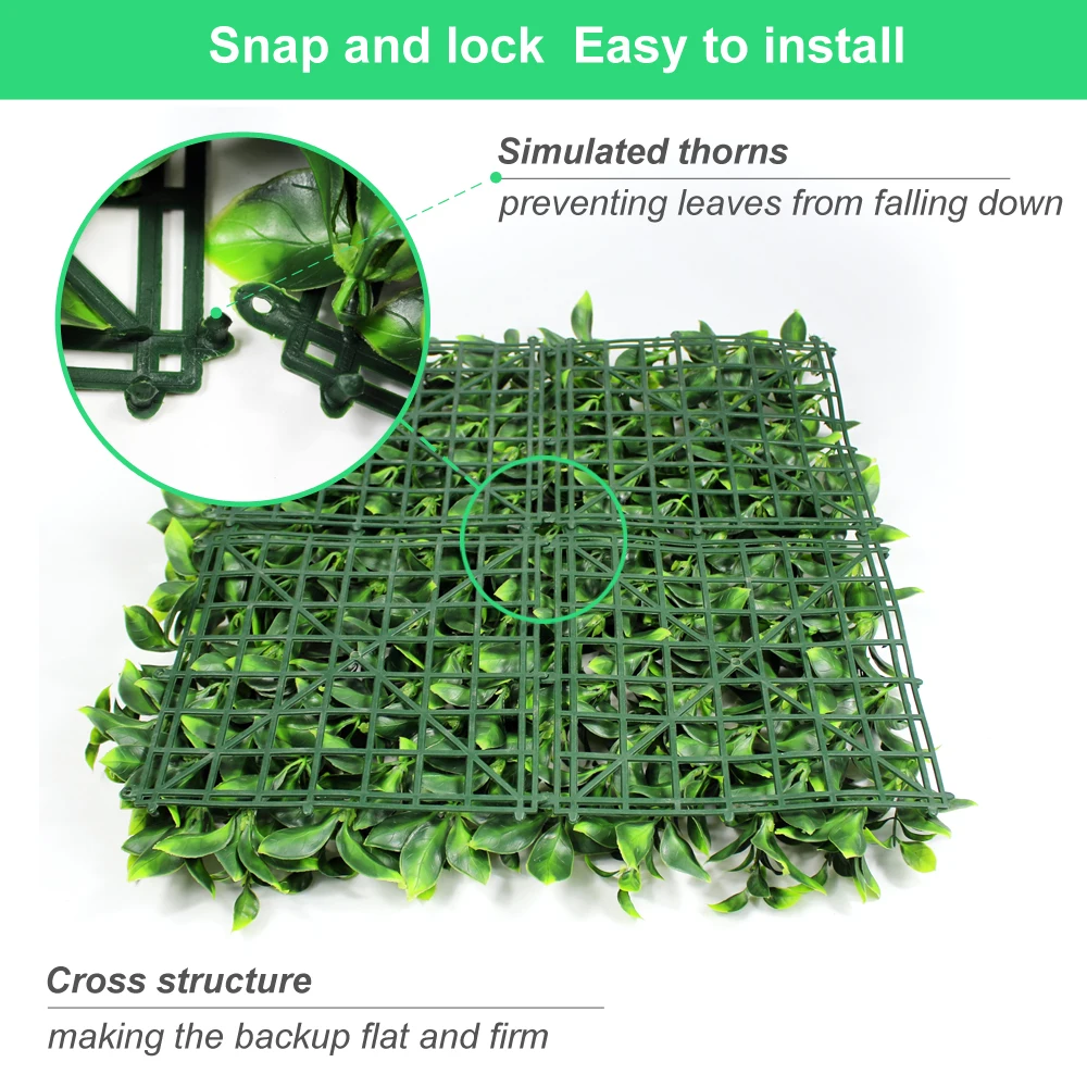 ULAND 50x50cm Artificial Fern Mats Plastic Hanging Decoration Landscaping Design Privacy Screening for Garden Backyard Balcony