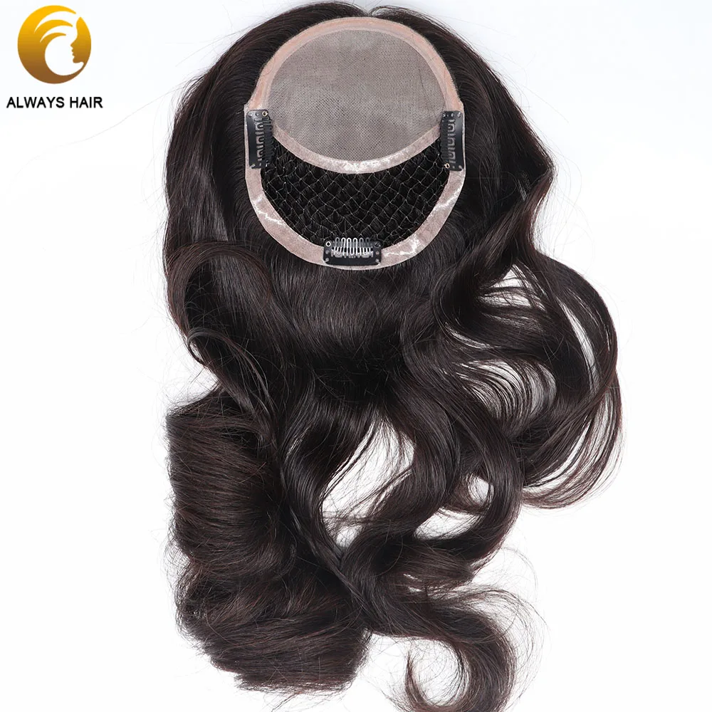 TP07 человеческие волосы Топпер 1" натуральная волна женский парик с зажимом китайская кутикула remy волосы Топпер парик