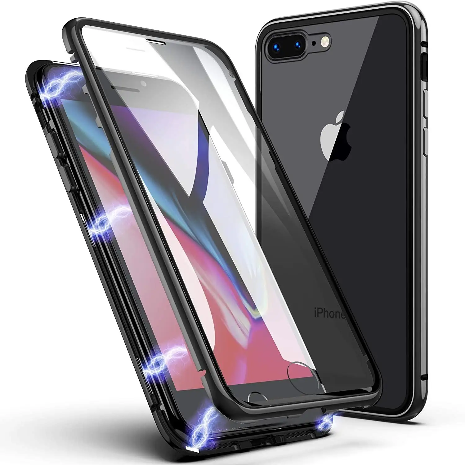 Sleek Magnetic Adsorption Case with Metal Frame and Tempered Glass Backing